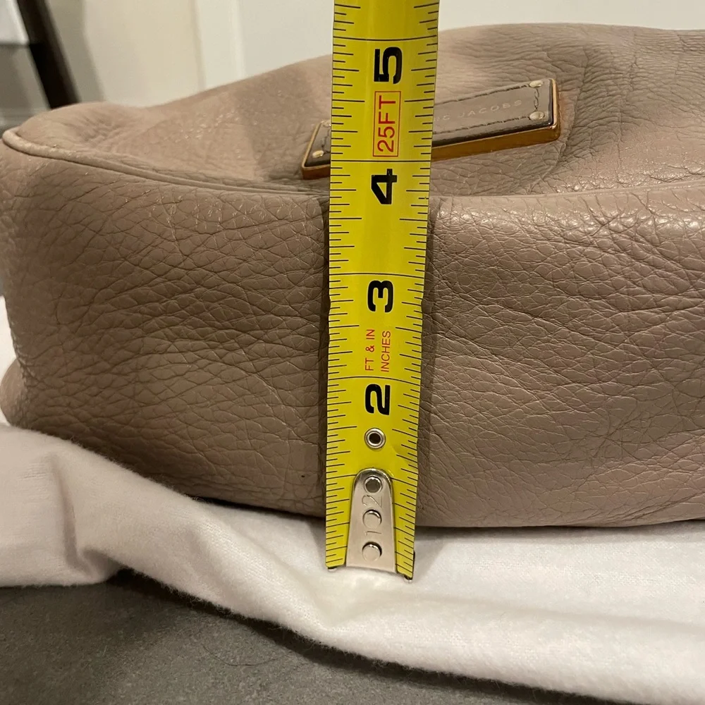 Marc by Marc Jacobs Taupe Pebbled Leather Hobo with Gold Accents